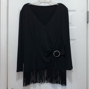 3/$15 size 18W black dressy top with tassels and rhinestones